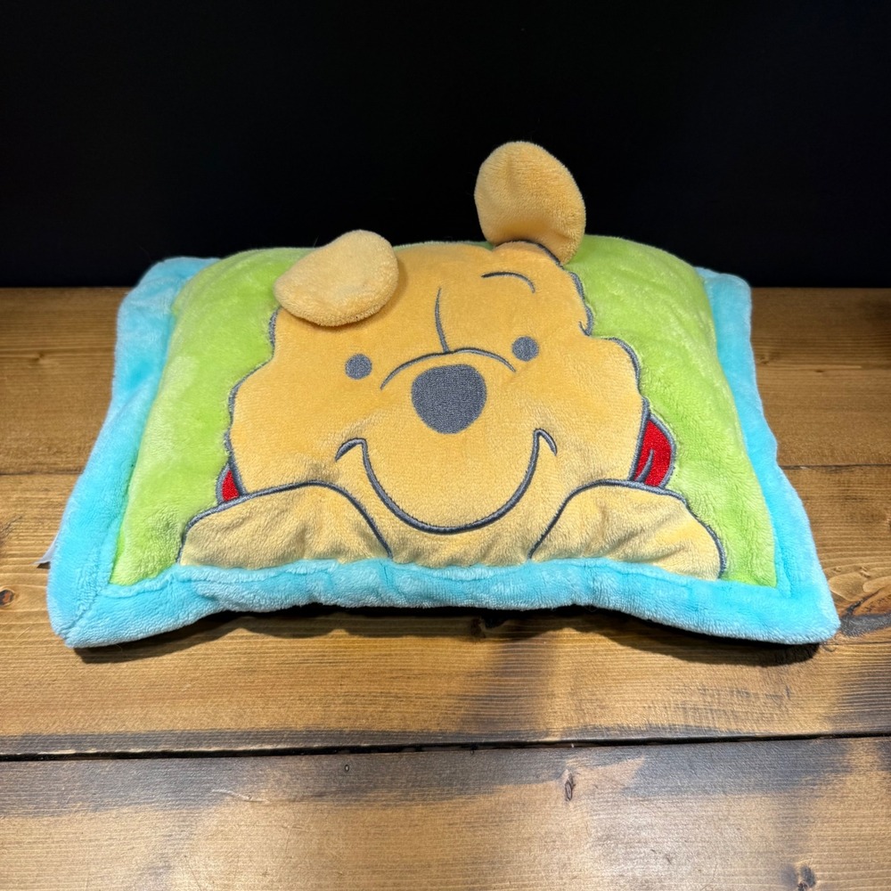 Disney Baby Winnie the Pooh Plush Decorative Nursery Pillow Blue Green